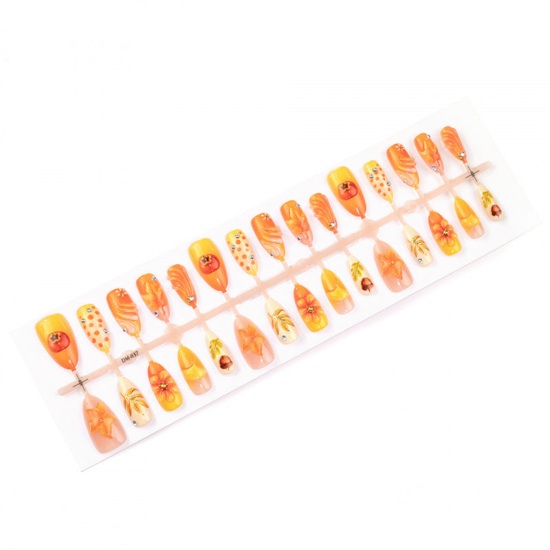 Artistic Autumn-Themed Press-On Nail Set