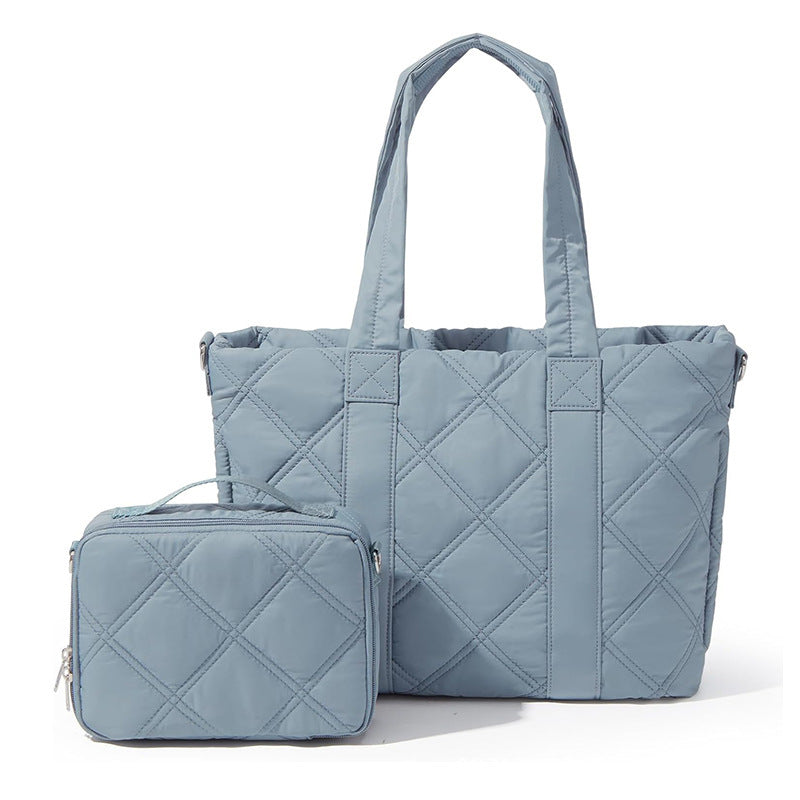Elegant and Versatile Fabric Handbag with Detachable Cosmetic Bag Bowlift