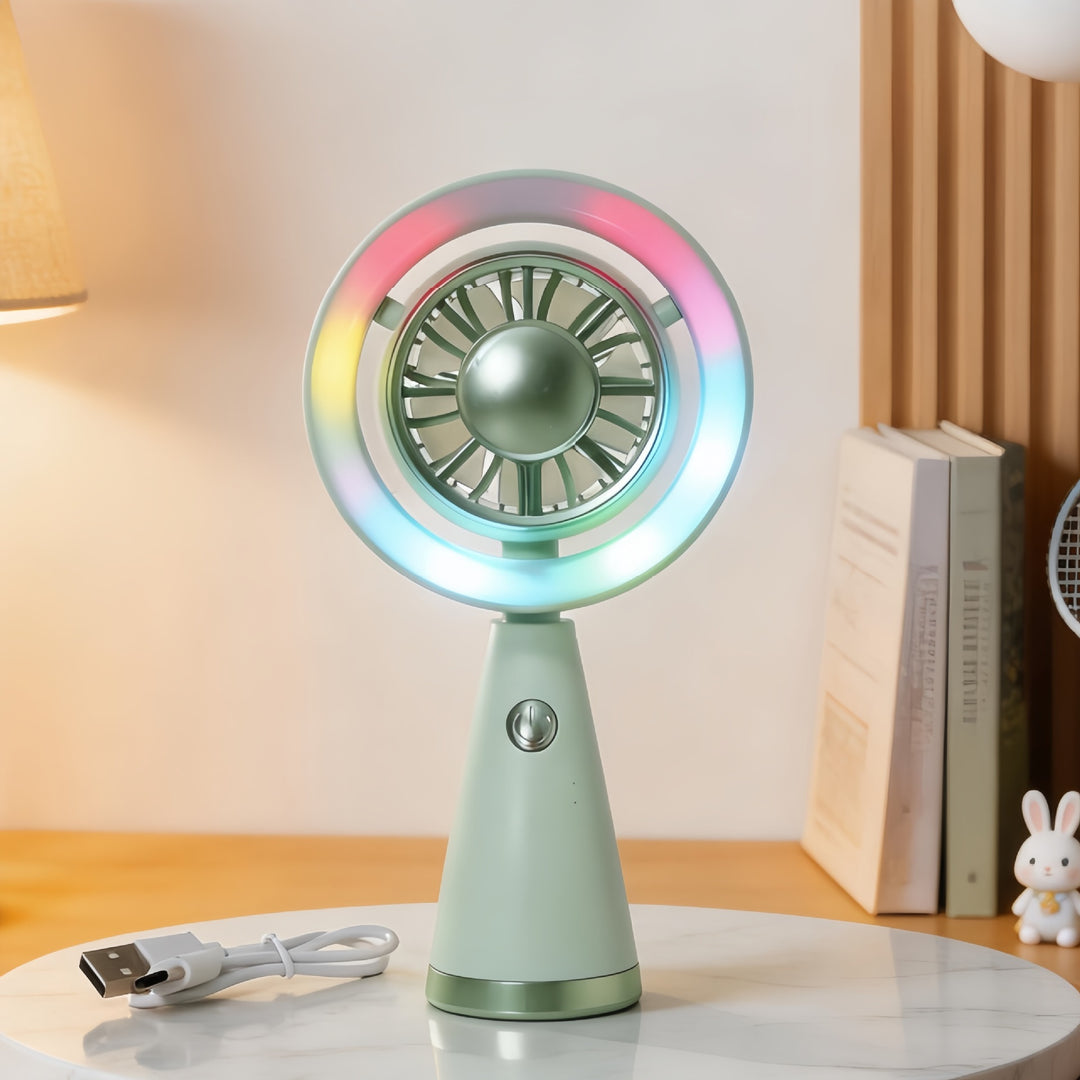 Women Portable Mini Air Fan with LED Lighting and Flexible Design Bowlift