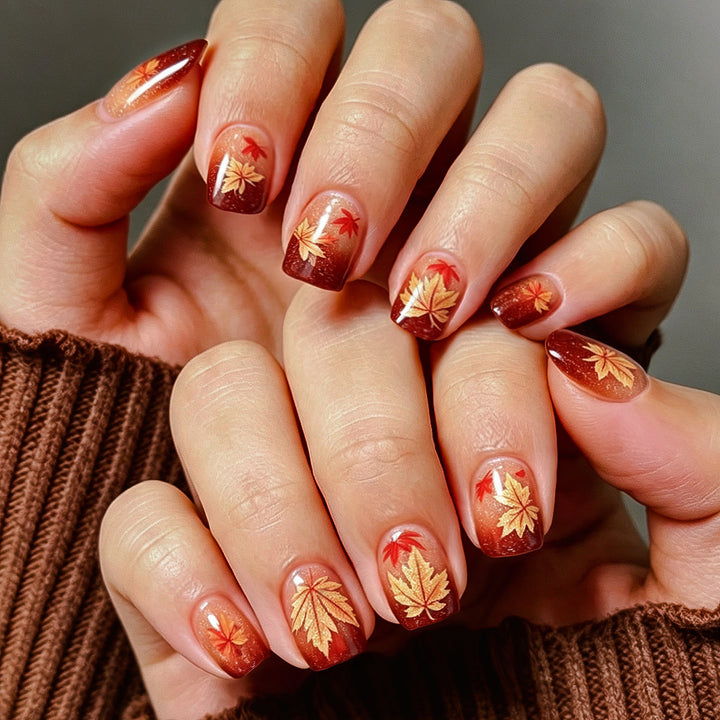 Autumn-Themed Gel Nail Art Bowlift