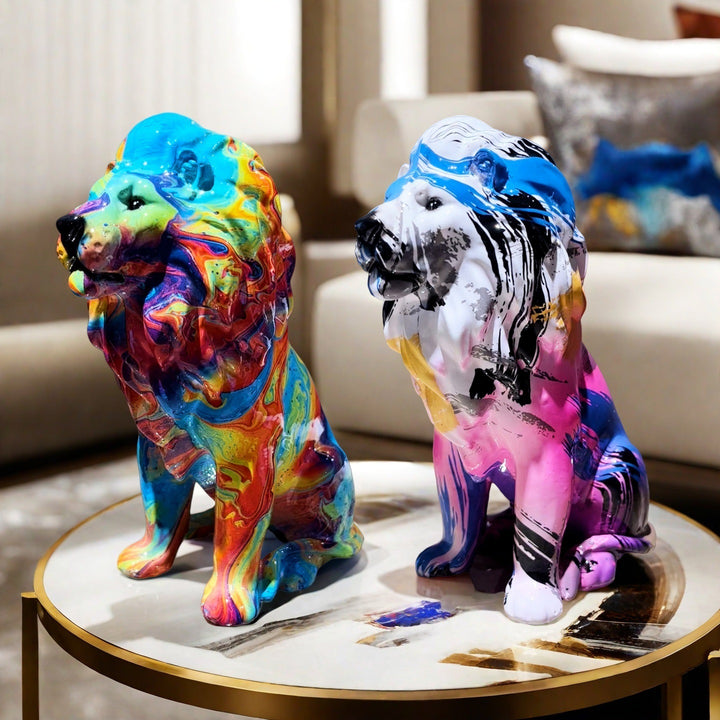 Colorful Lions Sculpture Bowlift