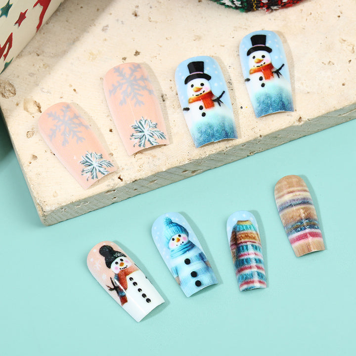 Festive artificial nails with snowman motif Bowlift