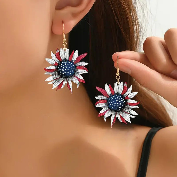 Women's hand-painted sunflower earrings in flag design made of lightweight metal Bowlift