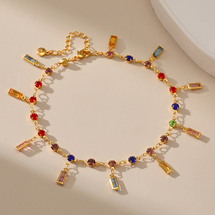 Colorful Gemstone Charm Anklet Bowlift