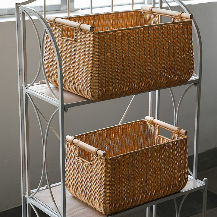 Large Handwoven Storage Basket with Ergonomic Handles Bowlift