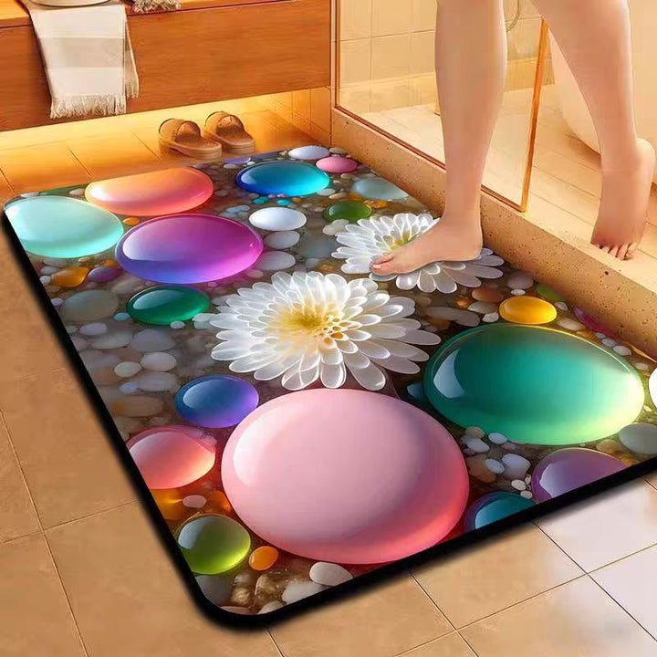 Decorative Floral Pattern Bath Mat Bowlift