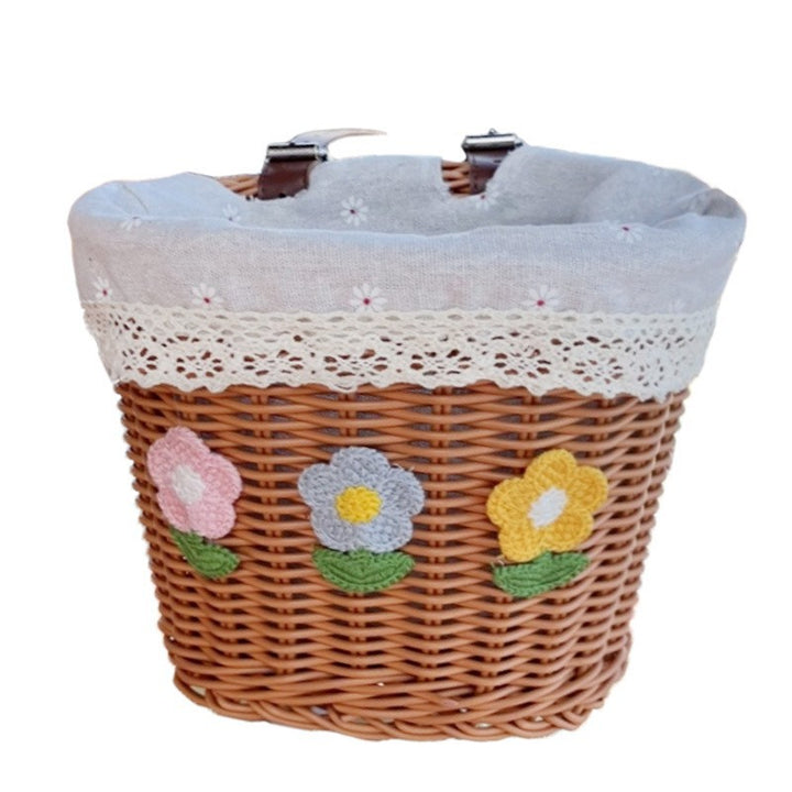 Floral Embroidered Woven Storage Basket Bowlift