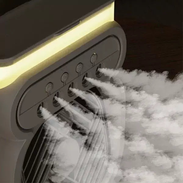 Unisex One Size Portable Rechargeable Vaporizing Desktop Air Cooler and Fan with Leather Carrying Handle Bowlift