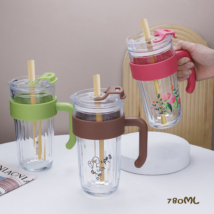 Ladies stable drinking cup with ergonomic handle and innovative silicone ring Bowlift