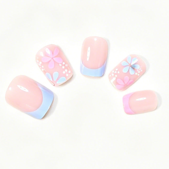 Artistic Floral Press-On Nail Tips Bowlift