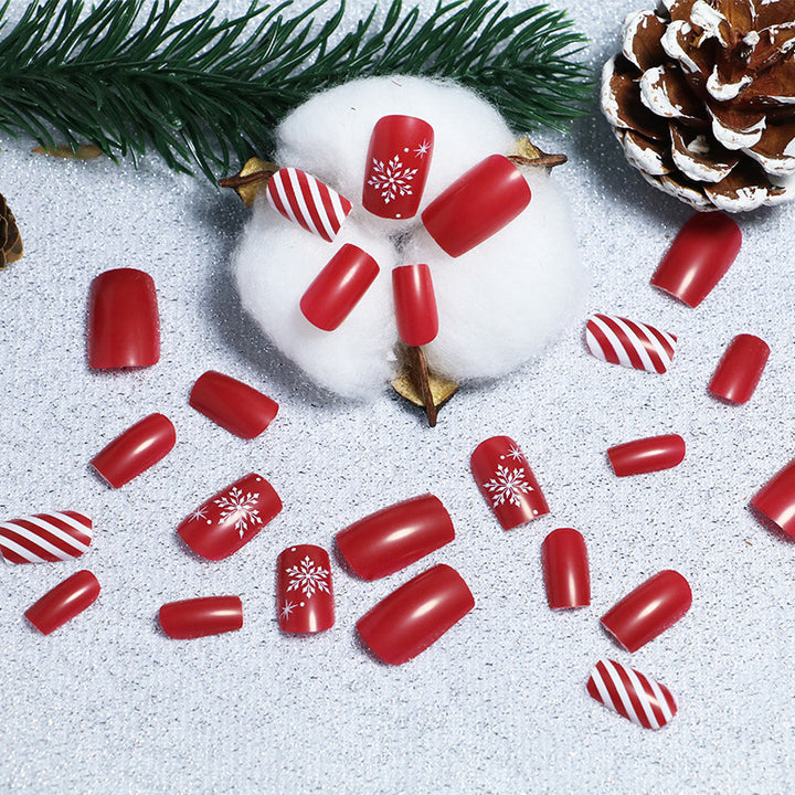 Festive Winter-Themed Press-On Nail Art Set Bowlift