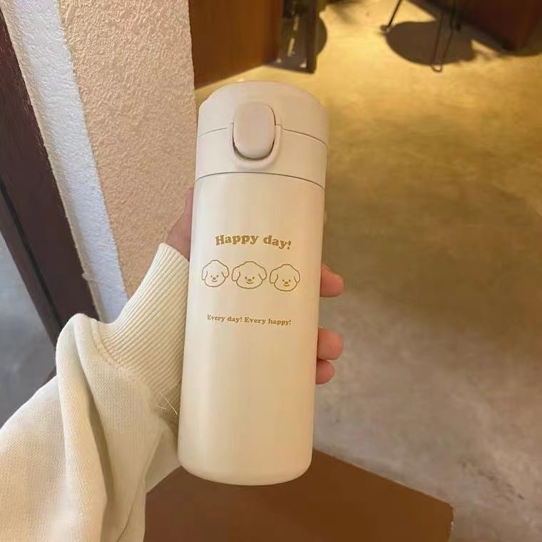 Women Insulated Water Bottle with Cute Bear Design Bowlift