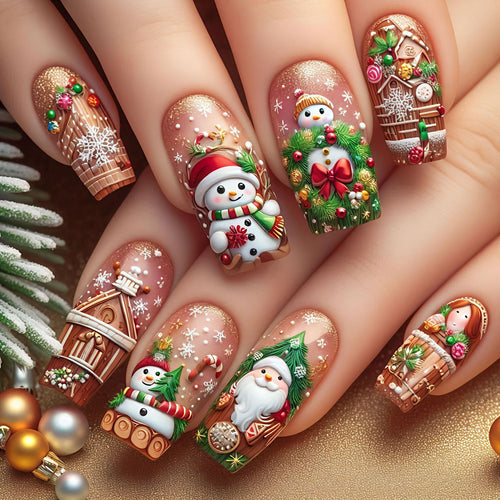 Festive 3D Holiday-Themed Nail Art Bowlift
