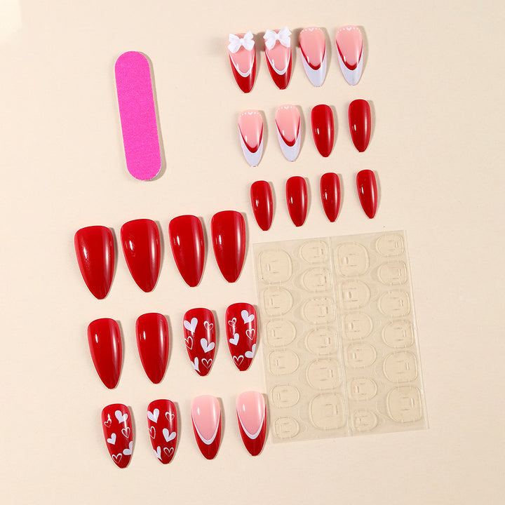 Heart-Themed Acrylic Nail Art Extensions Bowlift