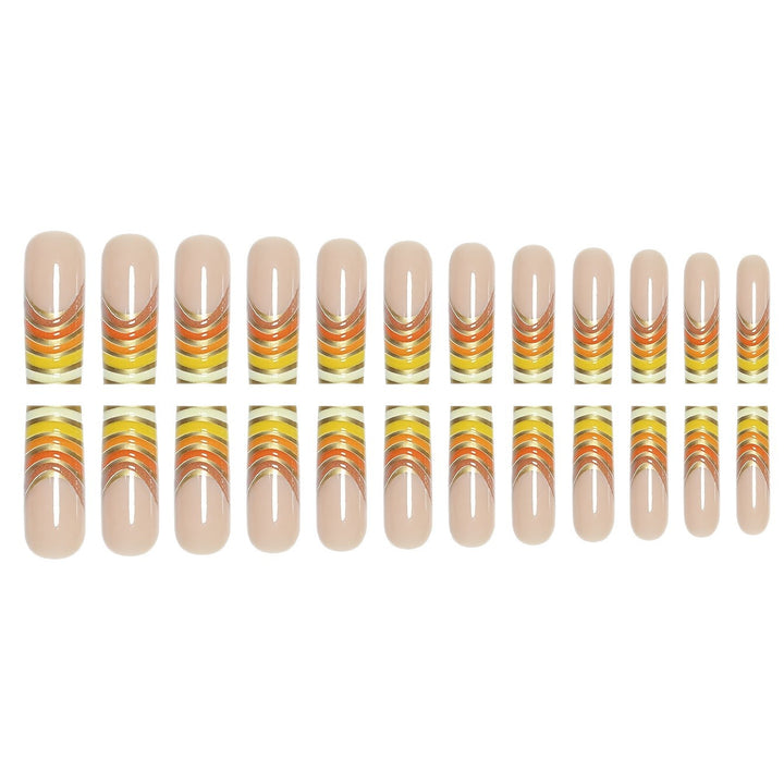 Striped Acrylic Nail Extensions Bowlift