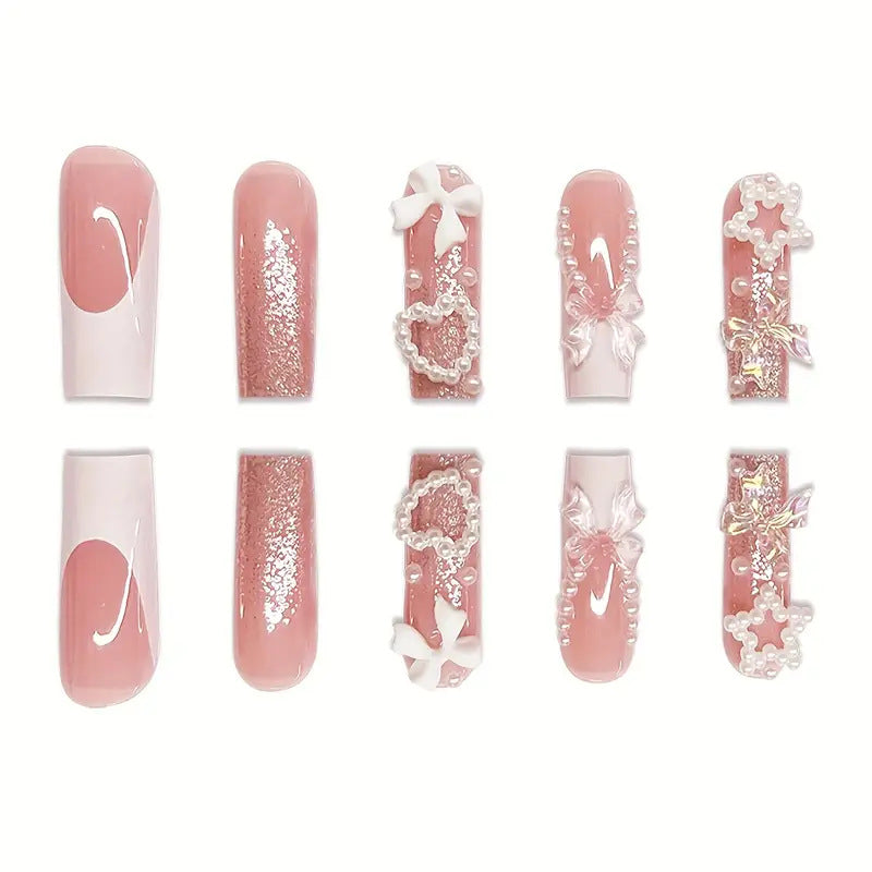 Decorative 3D Press-On Nail Set Bowlift