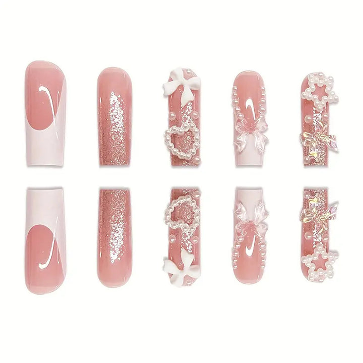 Decorative 3D Press-On Nail Set Bowlift