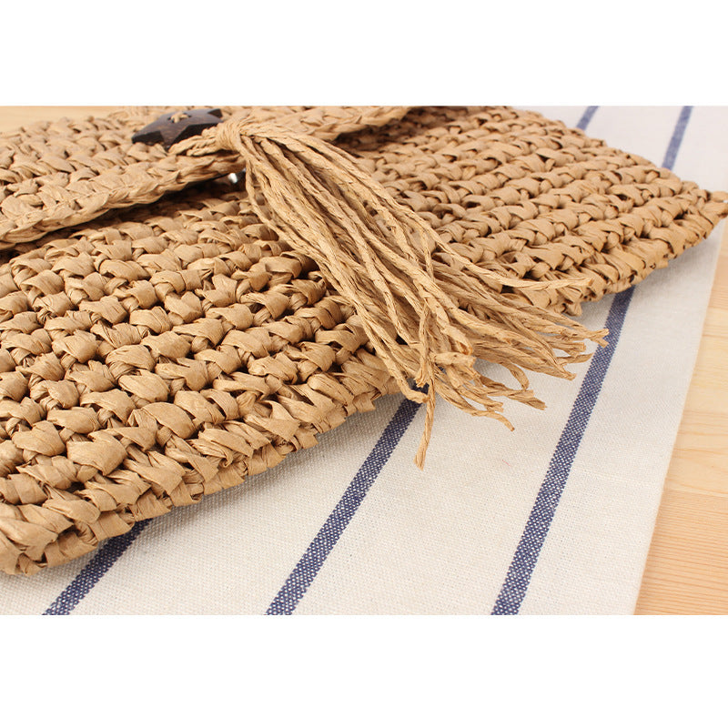 Handmade macrame shoulder bag with tassels and leather accents Bowlift