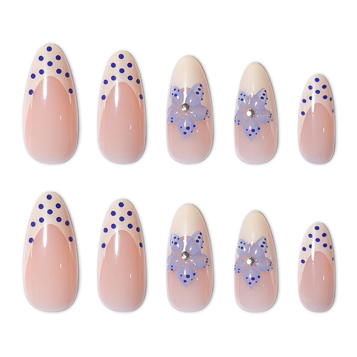 Floral Accent Pointed Nail Extensions Bowlift