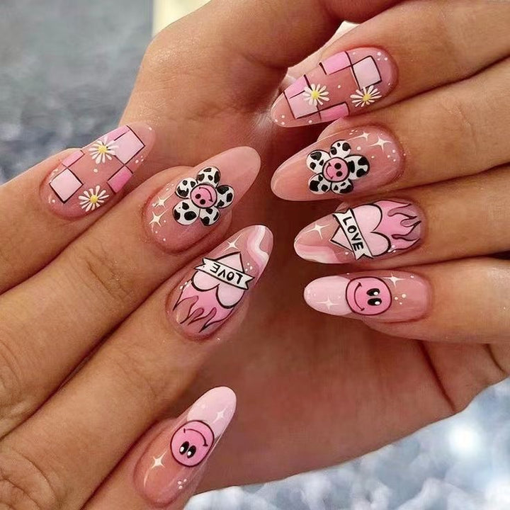 Creative artificial nail set with playful design and colorful accents Bowlift