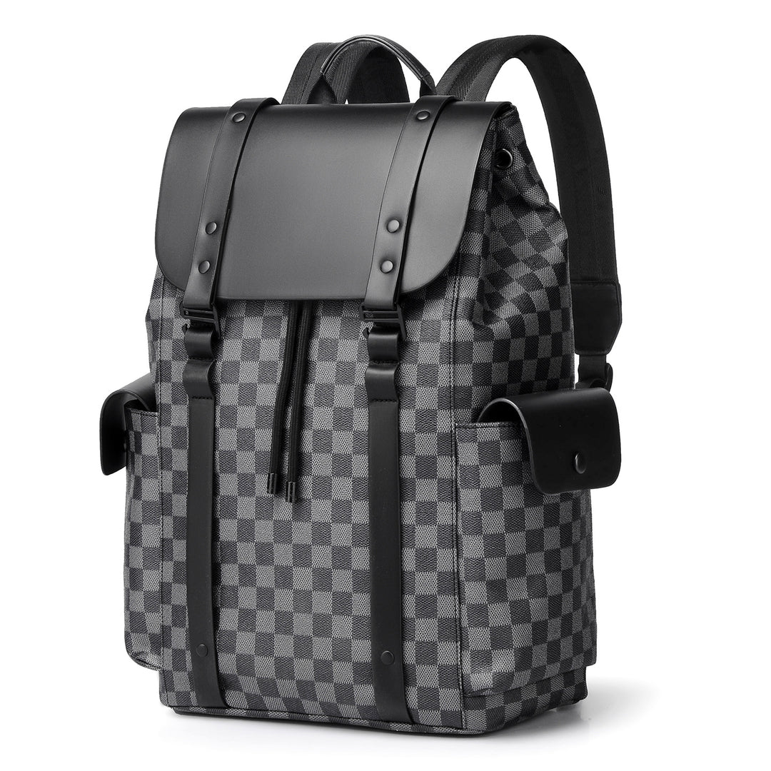 Vintage Checkered Pattern Backpack Bowlift