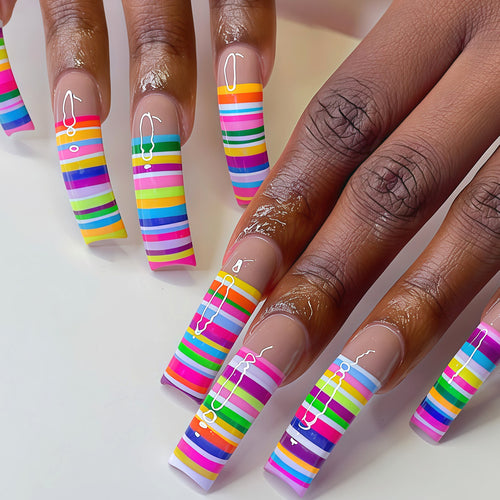 Colorful Striped Nail Art Tips Bowlift