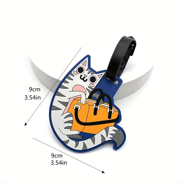 Cute Silicone Cat Luggage Tag with Detachable Strap and Personalized ID Window Bowlift