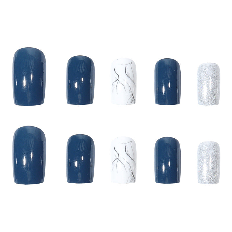 Elegant Marble-Themed Press-On Nails Bowlift