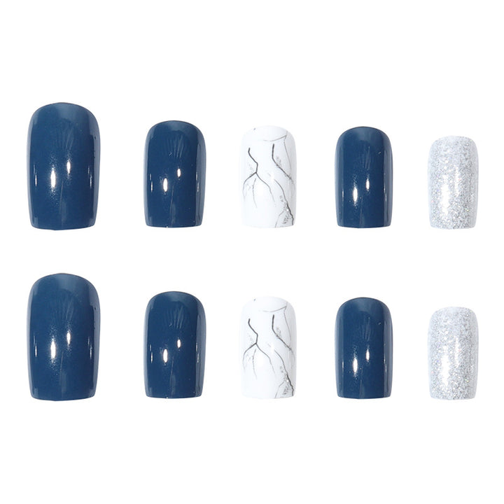 Elegant Marble-Themed Press-On Nails Bowlift