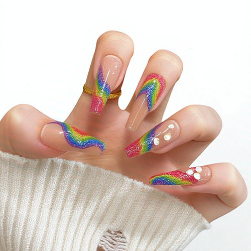 Creative Rainbow Design Art Nails Bowlift