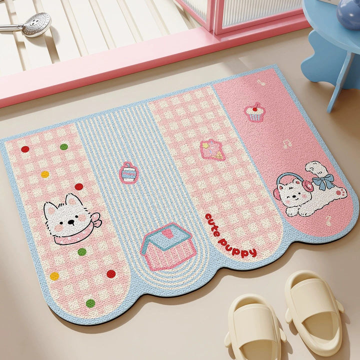 Cute Cartoon Dog-Themed Bath Mat Bowlift