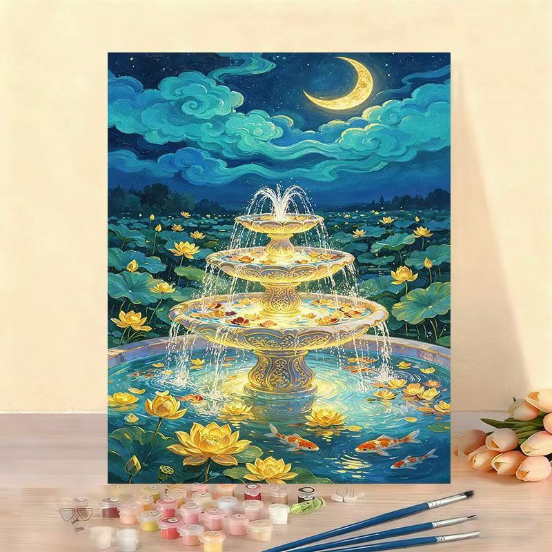 DIY Watercolor Fountain Paint by Numbers Kit Bowlift