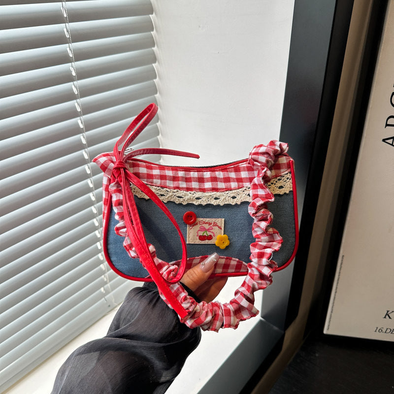 Retro Gingham Mini Crossbody Bag Bowlift