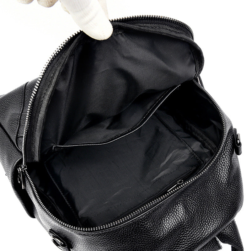 Vintage-Inspired Textured Leather Backpack Bowlift