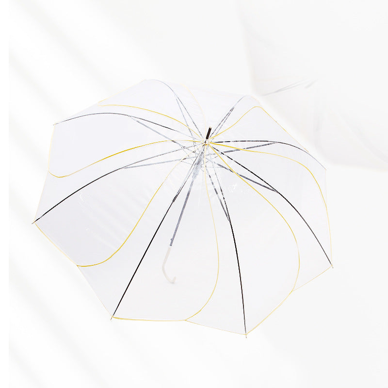 Women Transparent Design Folding Umbrella Bowlift