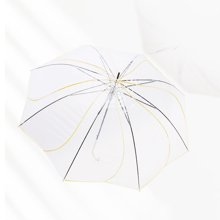 Women Transparent Design Folding Umbrella Bowlift