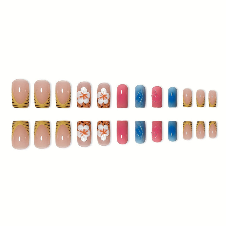 Artistic Floral Press-On Nails Bowlift