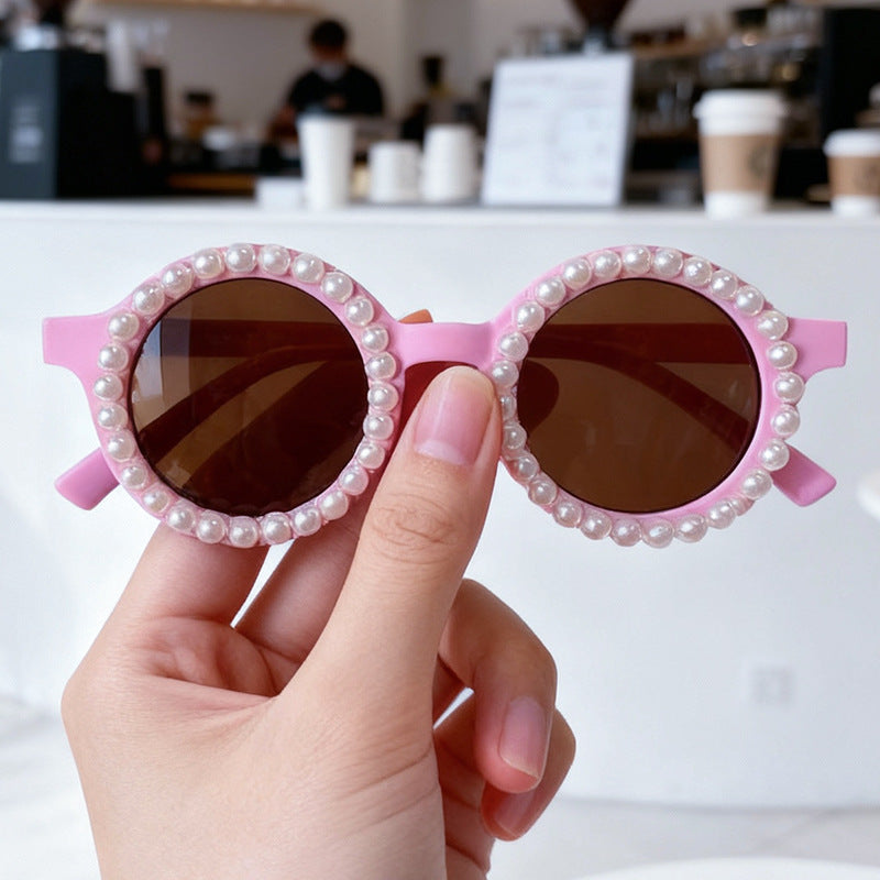 Elegant Pearl-Embellished Round Sunglasses Bowlift
