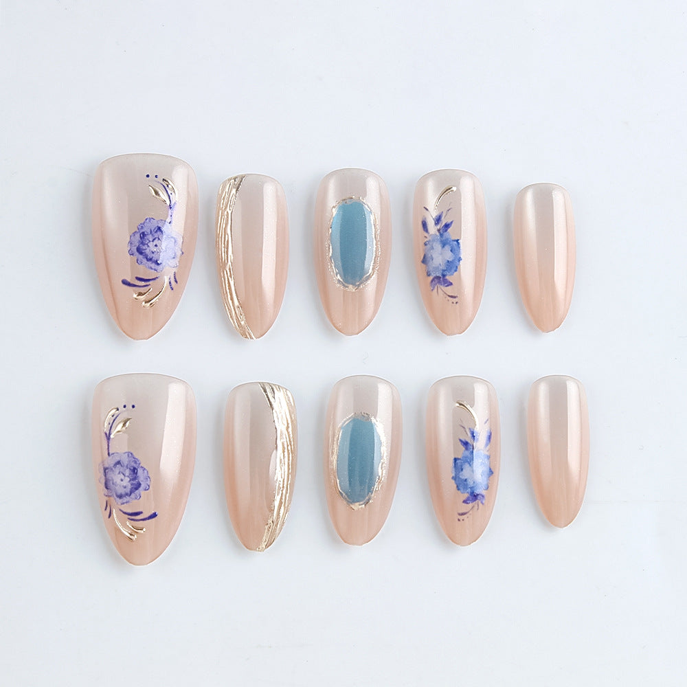 Artistic Floral Press-On Nail Art Set Bowlift