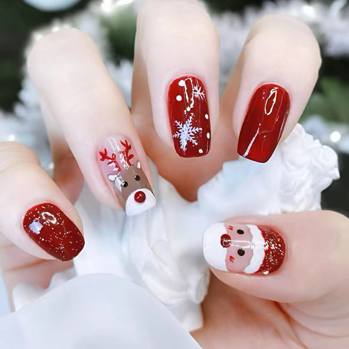 Festive 3D Reindeer and Santa Nail Art Bowlift