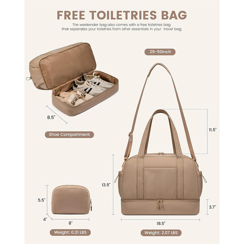 Multi-functional Sports Bag with Separate Cosmetic Pouch Bowlift