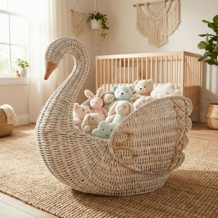 Playful laundry basket in the shape of a swan Bowlift