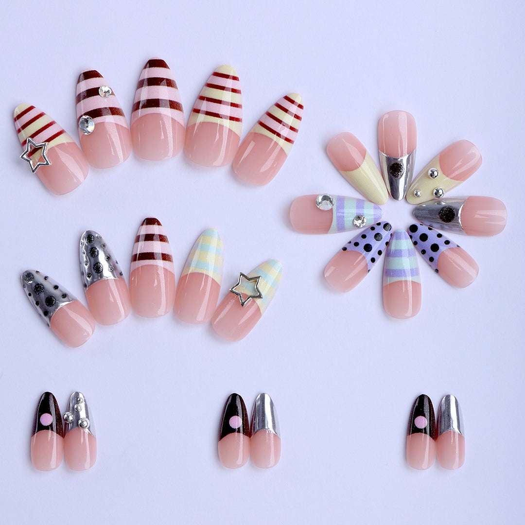 Artificial nails with creative patterns and 3D accents Bowlift