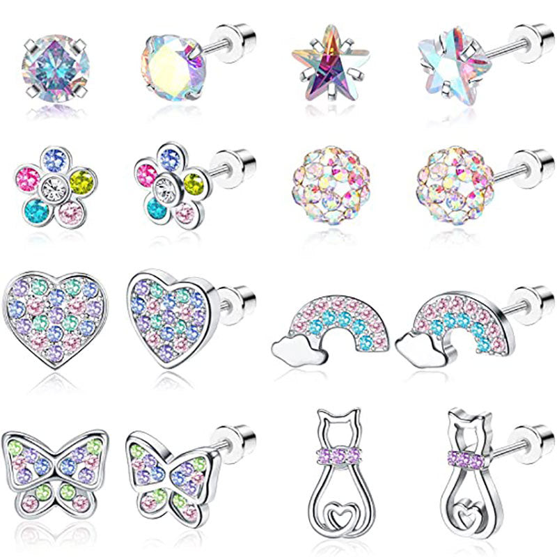 Sparkling Gemstone Stud Earrings Set Bowlift