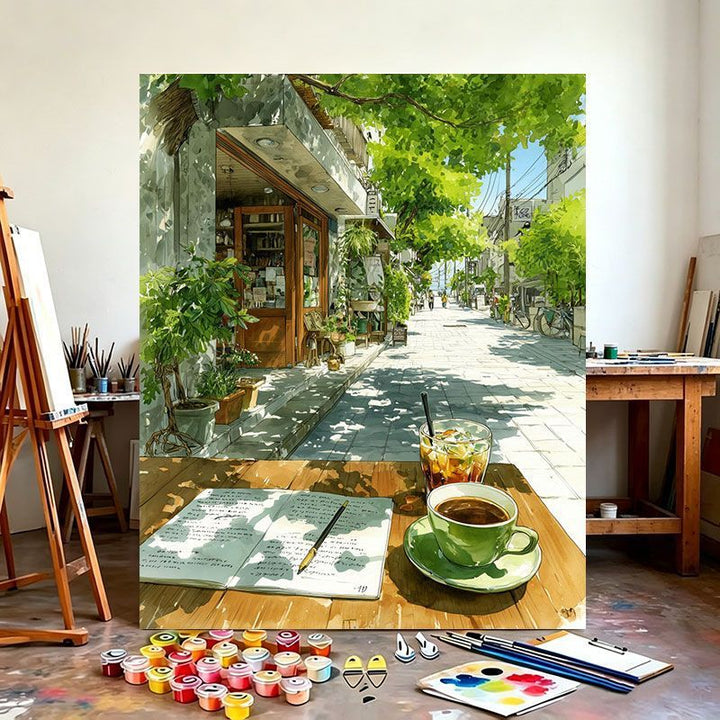 Urban Café Scene Canvas Art Print Bowlift