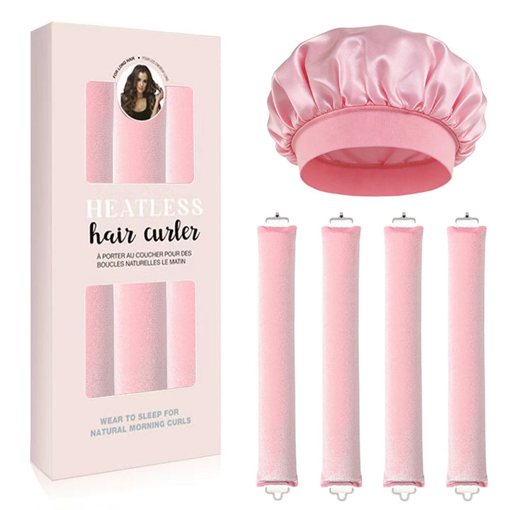 Satin Sleep Cap and Hair Rollers