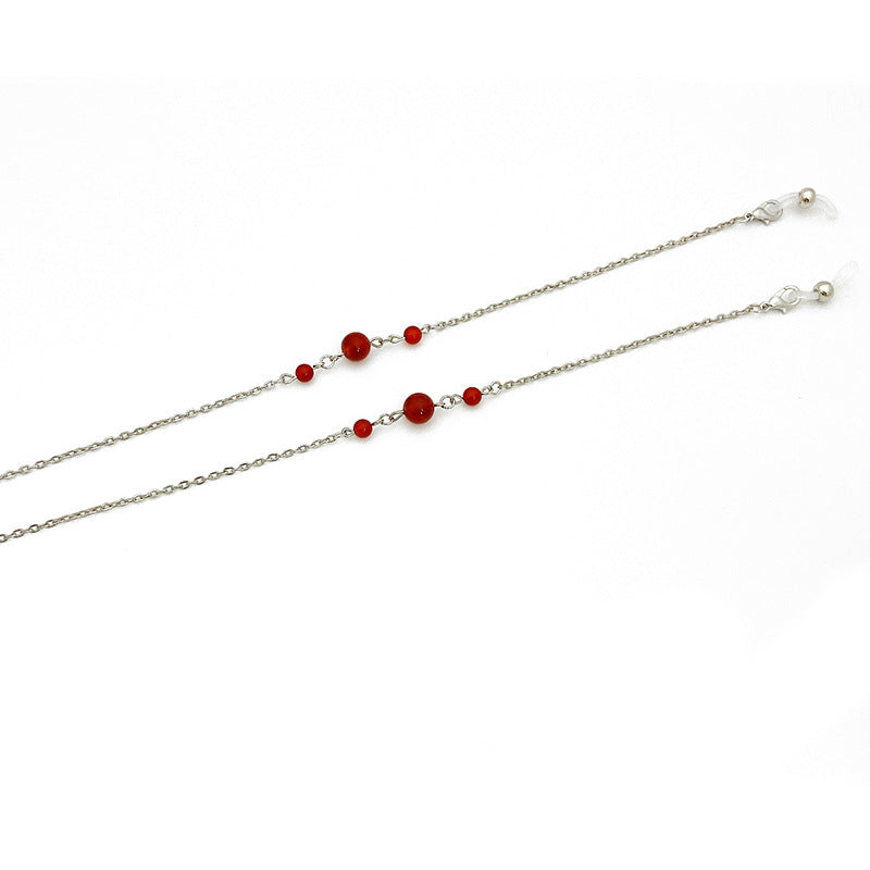 Elegant jewelry holder chain with red accents Bowlift