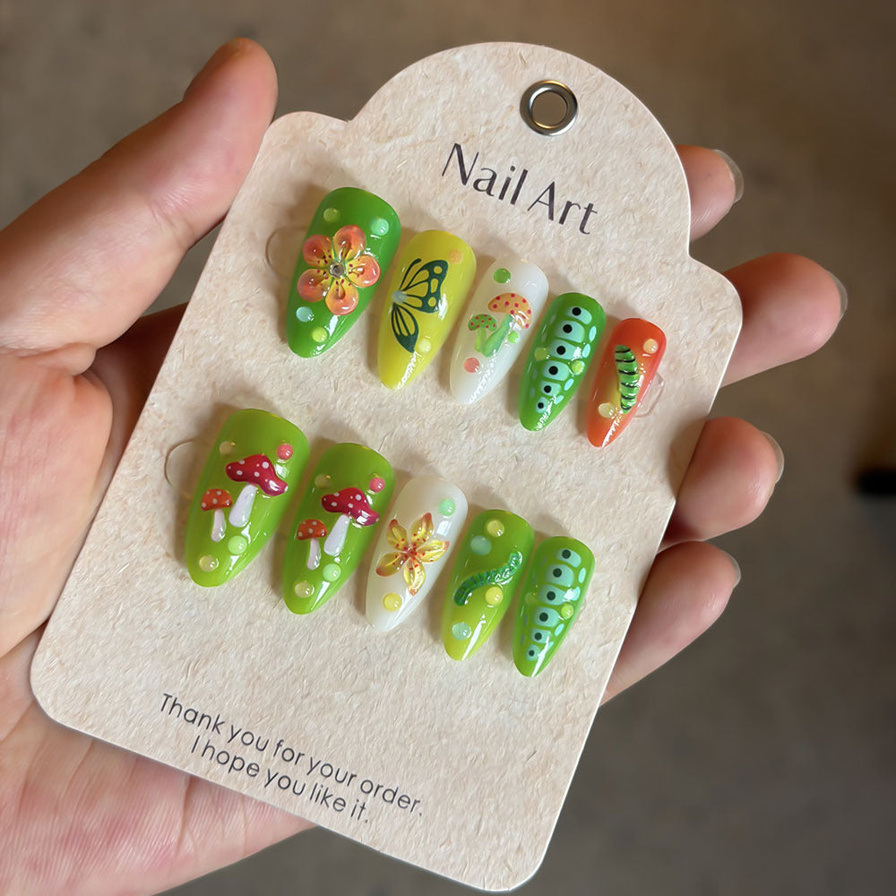 Creative Nature-Themed Press-On Nails Bowlift