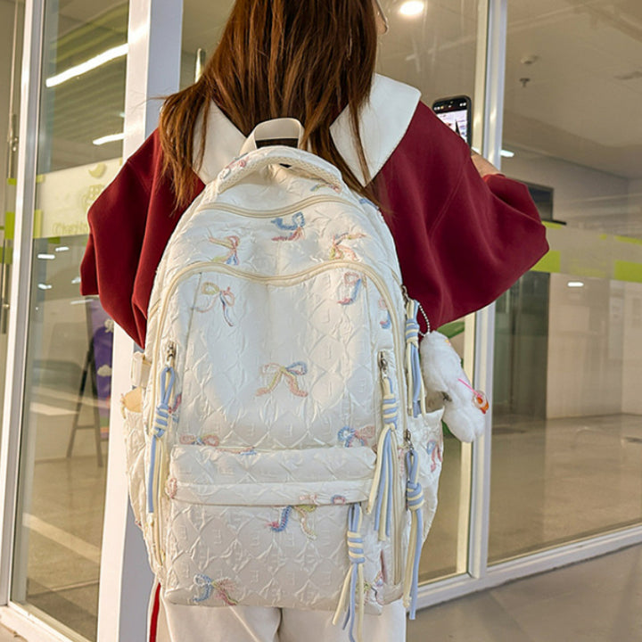 Quilted Bow-Detail Fashion Backpack Bowlift