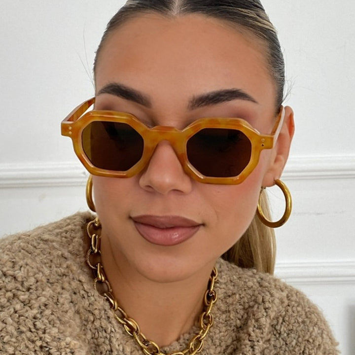 Women's octagonal sunglasses with stylish pattern and UV protection Bowlift